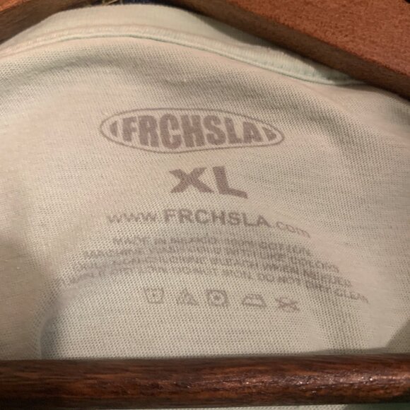 FRCHSLA Unisex T-Shirt "No New FRIENDS" Graphic Spelled Out Mint Green Sz XL Y2K - Picture 7 of 7